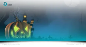 Spooky Season, Pumpkin (Teal Overlay)