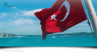 Turkish Flag along a sea shore.